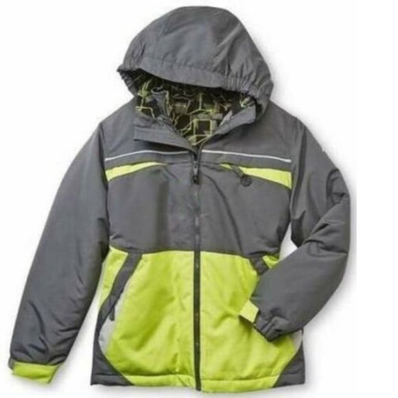 Boys All Weather Jacket 4/5 Gray Yellow 4 in 1 Winter Spring Fall Athletech - Picture 1 of 13